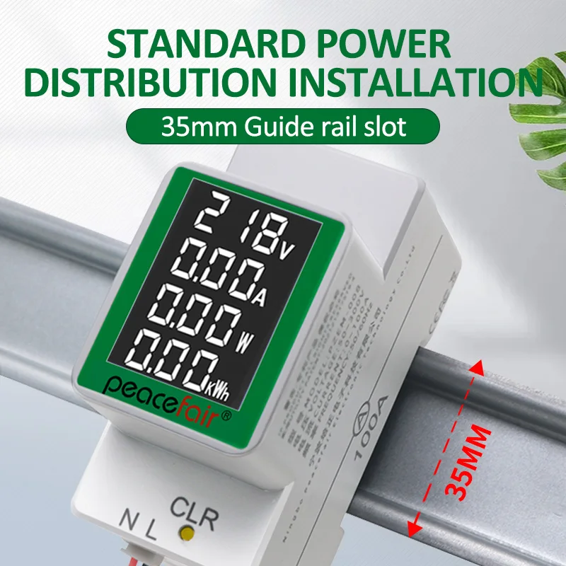 PZEM-008 Din Rail Électricité Numérique Puissance Compteur D'énergie Watt souverain h Wattmètre Moniteur Ampèremètre Voltmètre AC 50-300V 100A