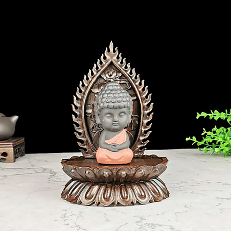 Rosewood Lotus Table with Screen, Buddha Statue Base, Bodhisattva offering Table, Oval Small Solid Wood, Lotus Seat