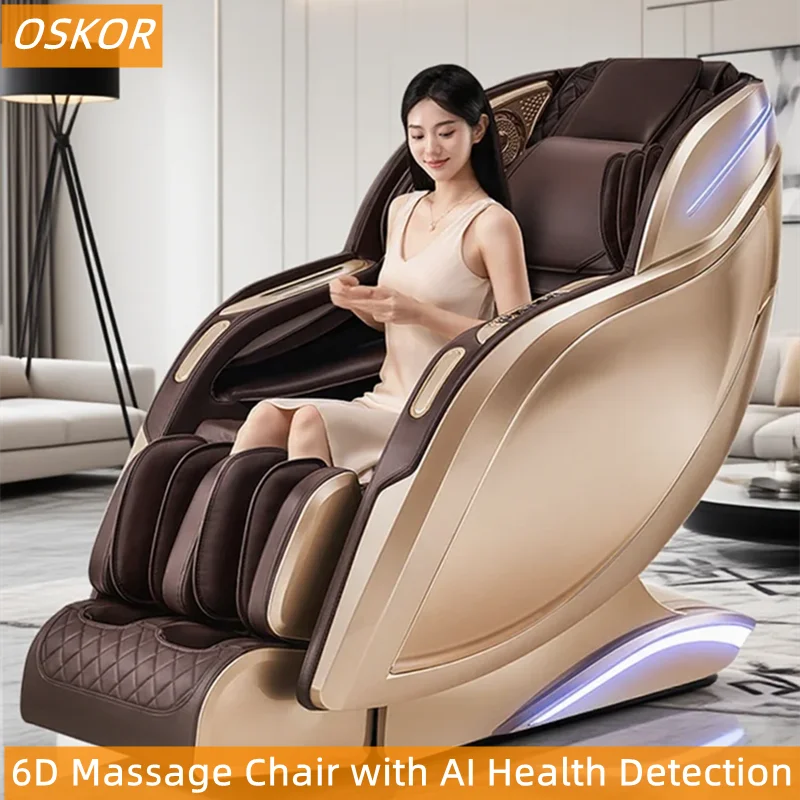 OSKOR 6D Smart Massagestuhl Ganzkörper Zero Gravity SL-Track Shiatsu Massage Liegestühle mit beheizter Gesundheitserkennung