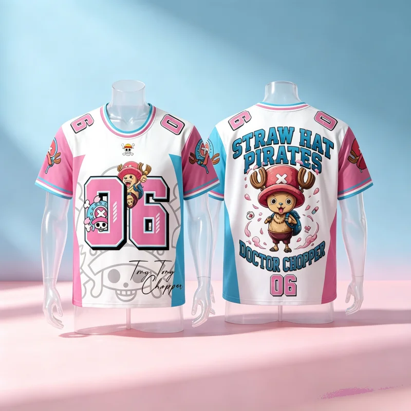 One Piece Tony Tony Chopper 06 Fußballtrikot 3D Schnelltrocknendes T-Shirt für Männer Sport Anime T-Shirts Streetwear FamilyMatching – Detail 5