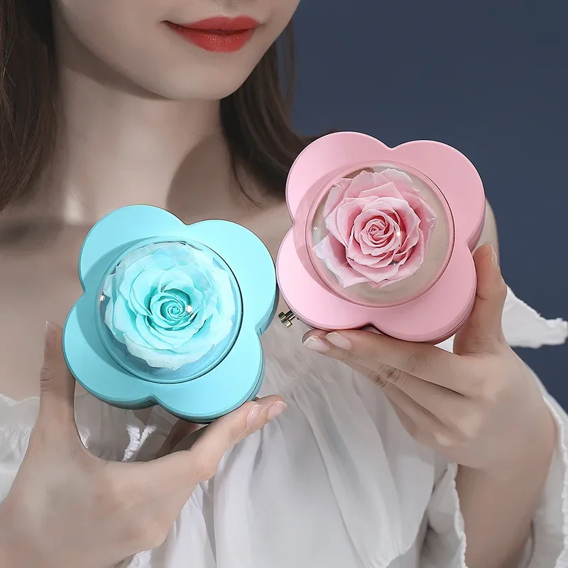 

Wholesale Mini Jewelry Box with Eternal Flower Valentine Engagement Wedding Gift Preserved Fresh Flower Ring Display Storage Box
