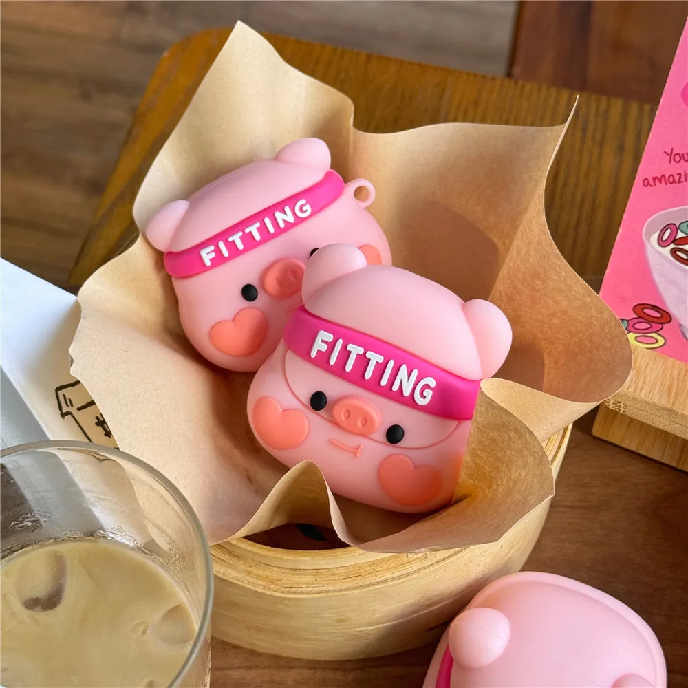 For Xiaomi Redmi Buds 3 4 Pro Lite Active Earphone Cases Cartoon Pig Soft Silicone Protective Cover For Xiaomi Buds Accessories