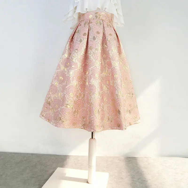 Temperament High Waist Jacquard Women Irregular Skirts High-End Streetwear Vintage All-match A-line Skirt Chic Tutu Skirt 2023