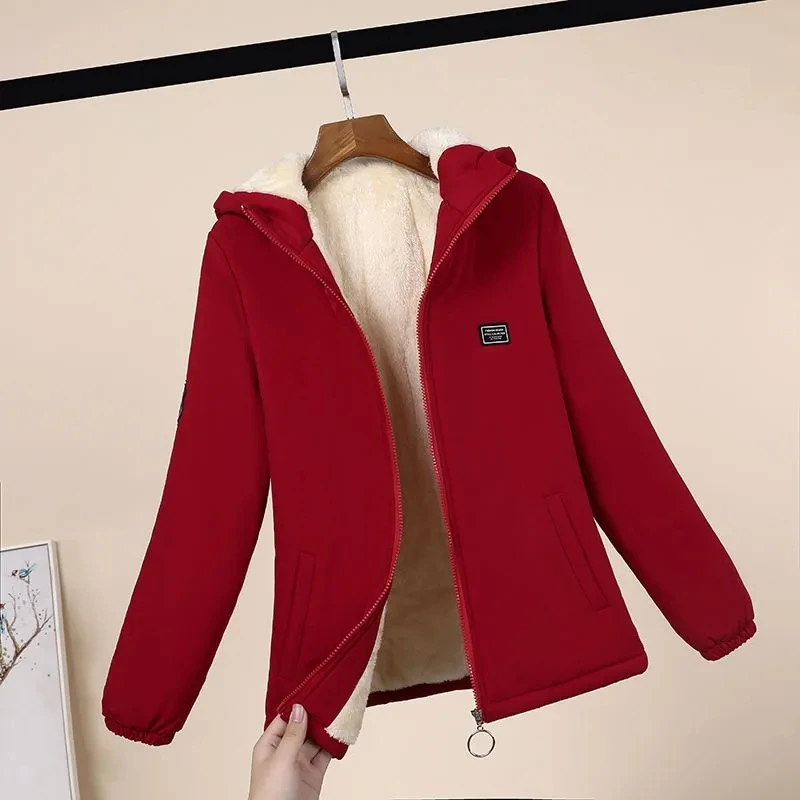 Moda Otoño Invierno agregar Chaqueta corta de algodón de terciopelo para mujer nueva versión coreana salvaje con capucha colegiala suelta mantener caliente abrigo