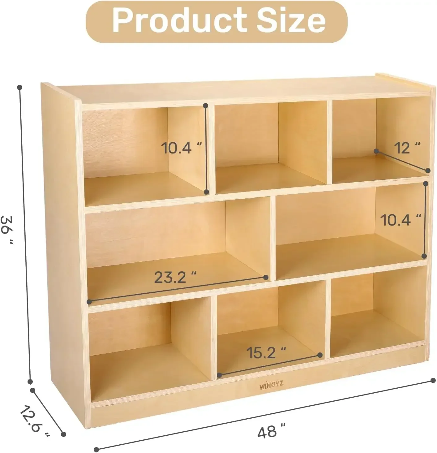 Storage Cabinet, 8-Section Kids Toy Storage Organizer, Spacious Montessori Kids Bookshelf, Toy Shelf Storage Organizer for Playr