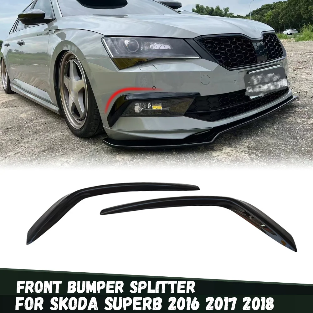 Dla Skoda Superb 2016 2017 2018 Przedni zderzak Splitter Światło przeciwmgielne Spoiler Ozdobne wykończenie Tuning Dyfuzor Zestawy karoserii