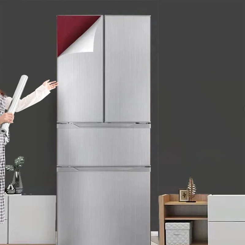 40cm Brushed Silver Stainless Steel Wall Sticker Wallpaper Kitchen Countertop Fridge Indoor Metal Surface Home Decor