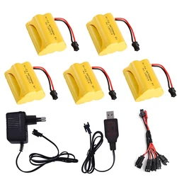 6V 700mAh NI-CD AA Batteria Spina SM T modello con il cavo Del Caricatore Per I Giocattoli di RC Auto Barche camion treni Pistole Robot giocattoli accessori