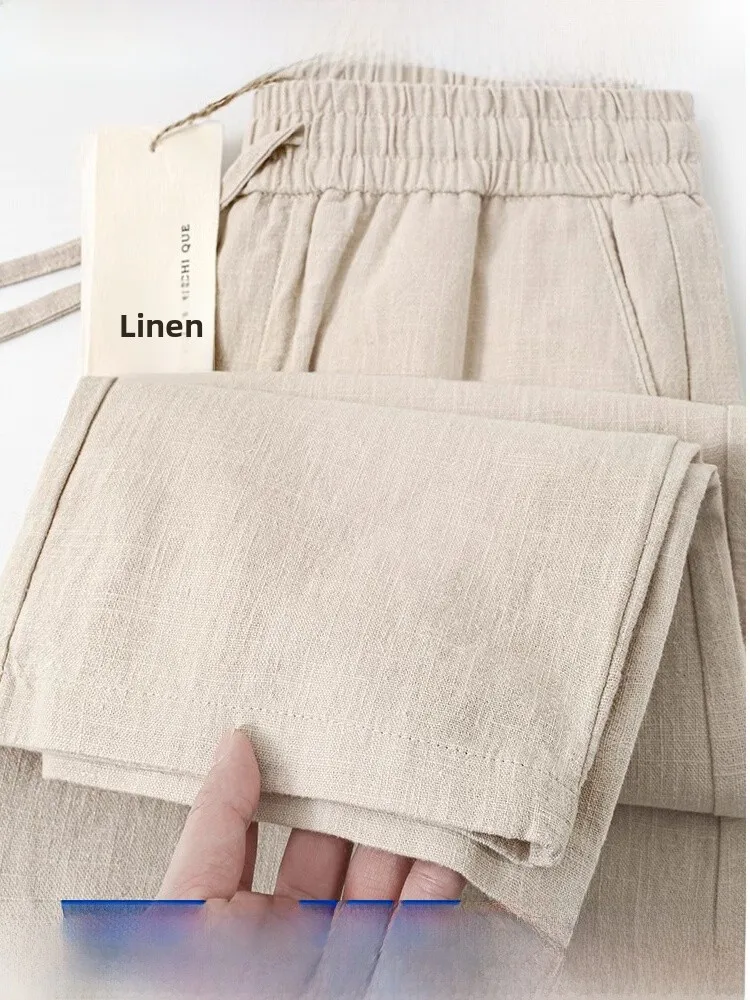 

High-End Linen Casual Pants Men's Summer Thin New Chinese Sle Loose Straight Cotton Linen Trousers Faionable Urban Youth