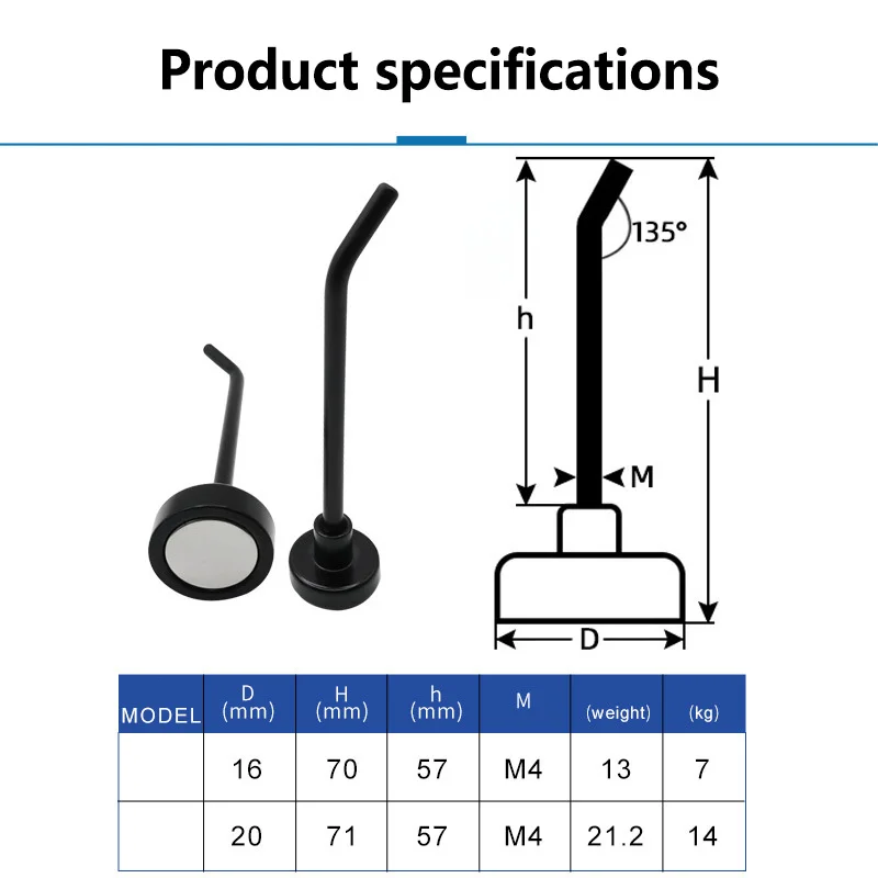 Strong Magnetic Hook Metal Magnetic Key Hanging No Trace No Punching 45 ° Right Angle Refrigerator Hook Magnetic For Grill
