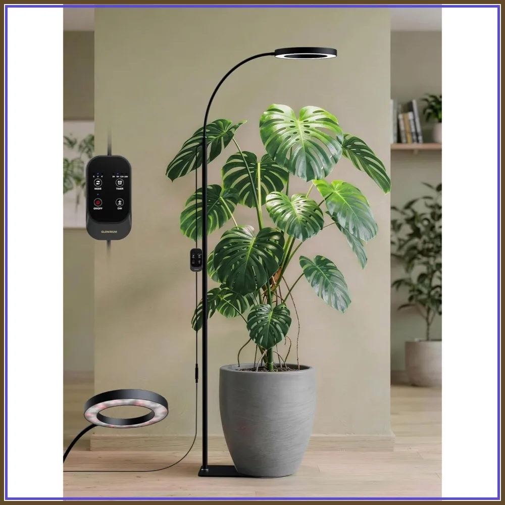 

Full Spectrum LED Grow Light Floor Lamp with Stand, Adjustable Height and Angle, 20W Timer 3/9/12H for Indoor Plants