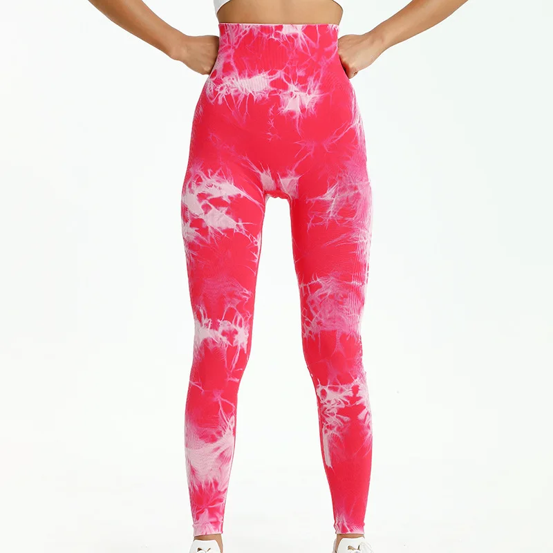 Leggings sin costuras Tie Dye, pantalones elásticos de cintura alta para Yoga y gimnasio, realce de glúteos