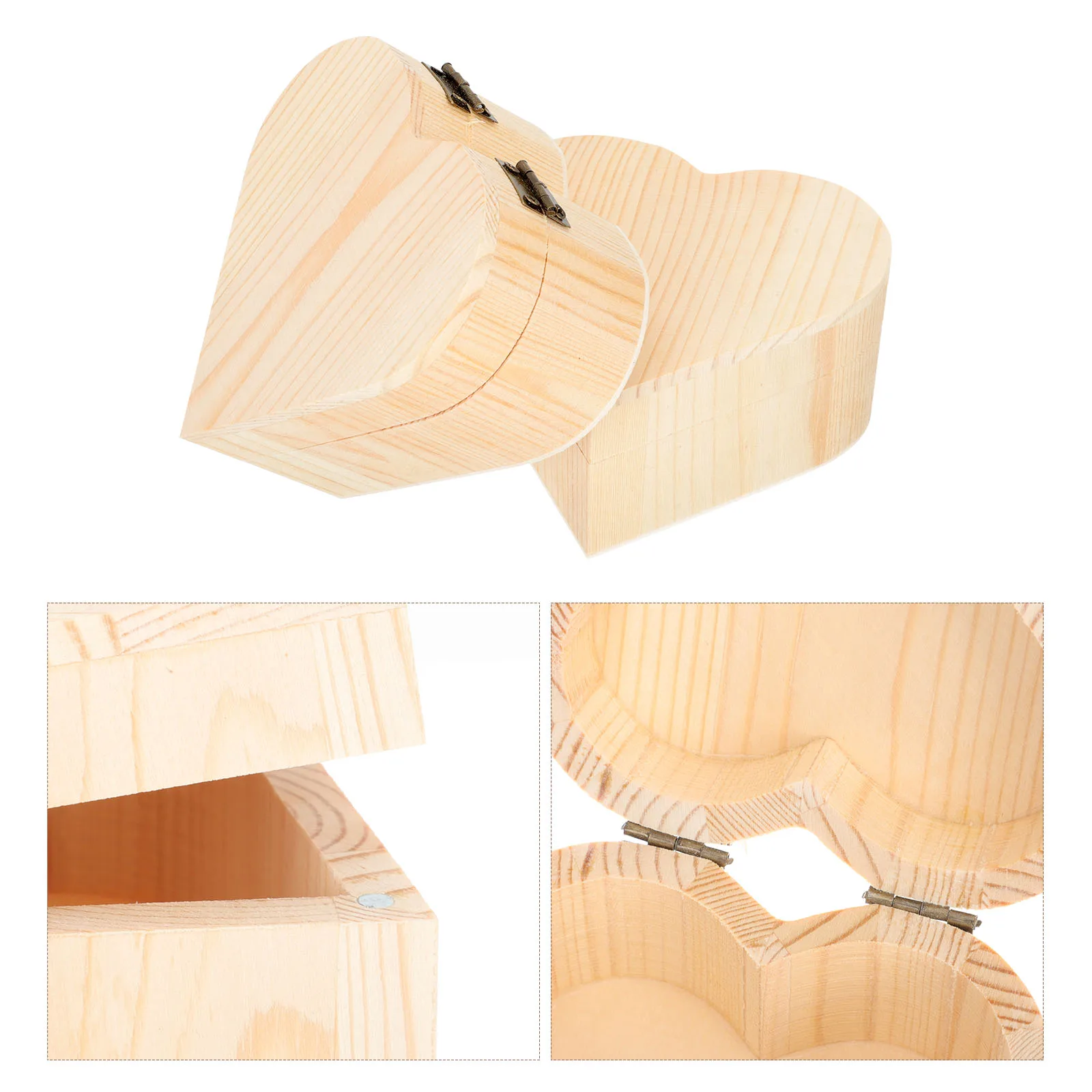 

2Pcs Heart Shape Jewelry Organizer Box Wooden Decorative Storage Case for Rings Earrings Bracelets Necklaces Holder