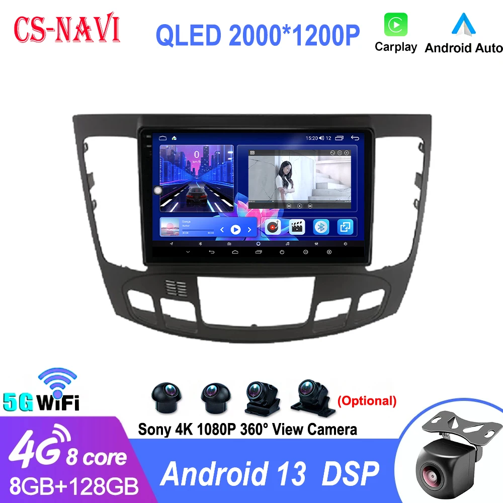 

For Hyundai Sonata NF 2008 - 2010 Android 13 Carplay Car Screen Car Radio Stereo Vedio Player GPS Navigation BT 4G LTE Carpla