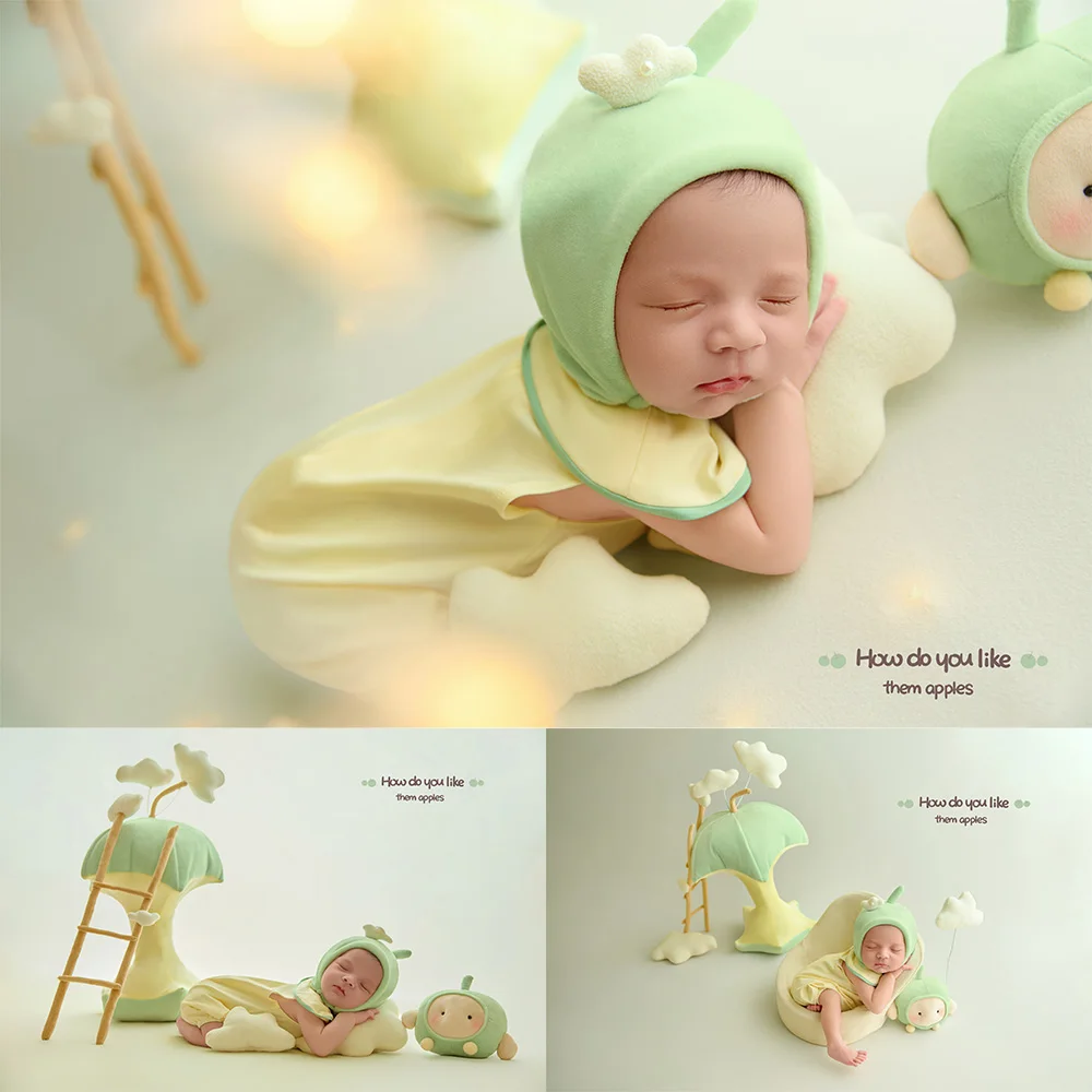 Newborn Photography Props Apple Theme Set Adorable Baby Photo Outfit Apple Tree&cloud Plush Props for Professional Studio Shoots