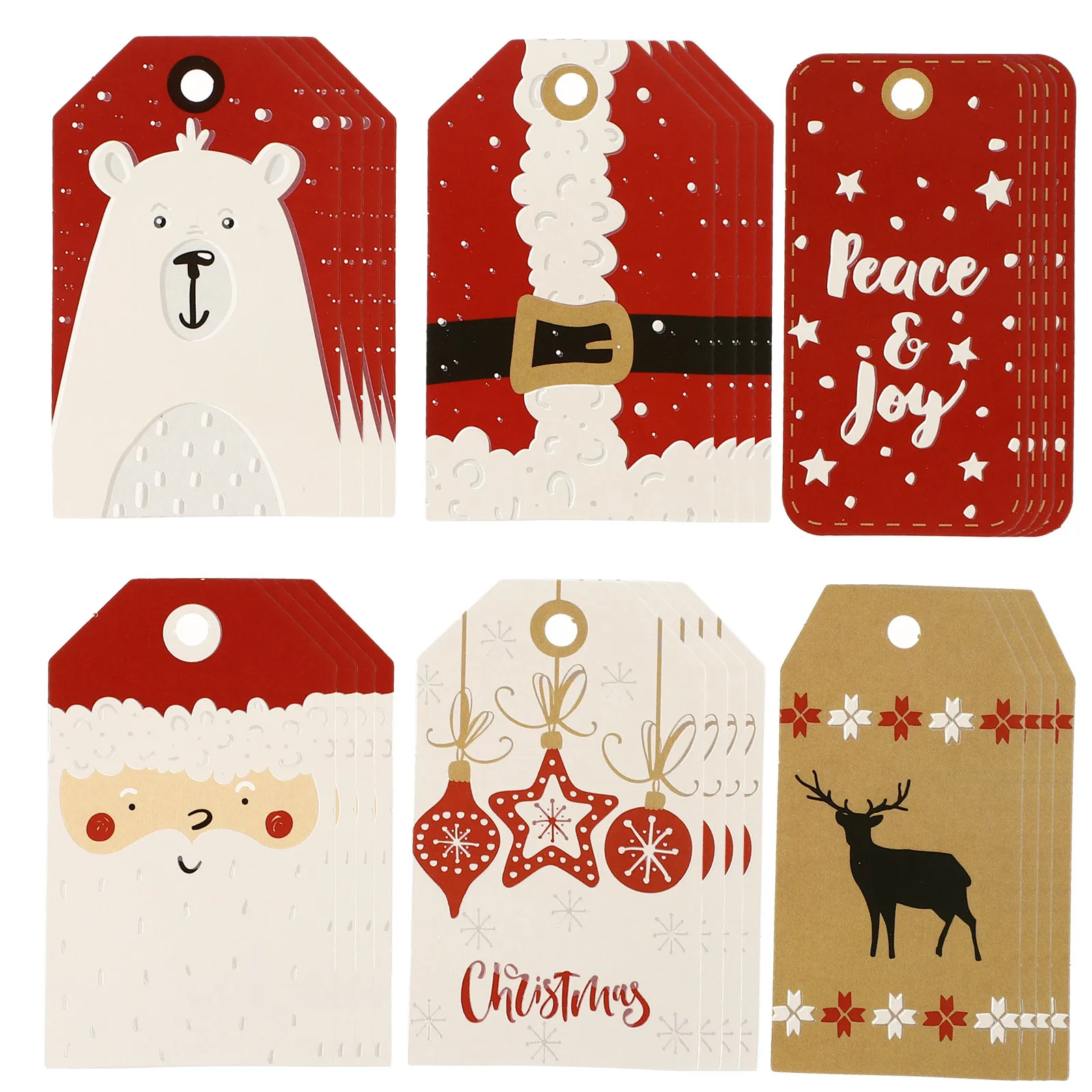 

24Pcs Christmas Paper Tags Hanging Xmas Tree Decorations Festive Gift Cards Party Supplies Decorative Tag Paper Tag