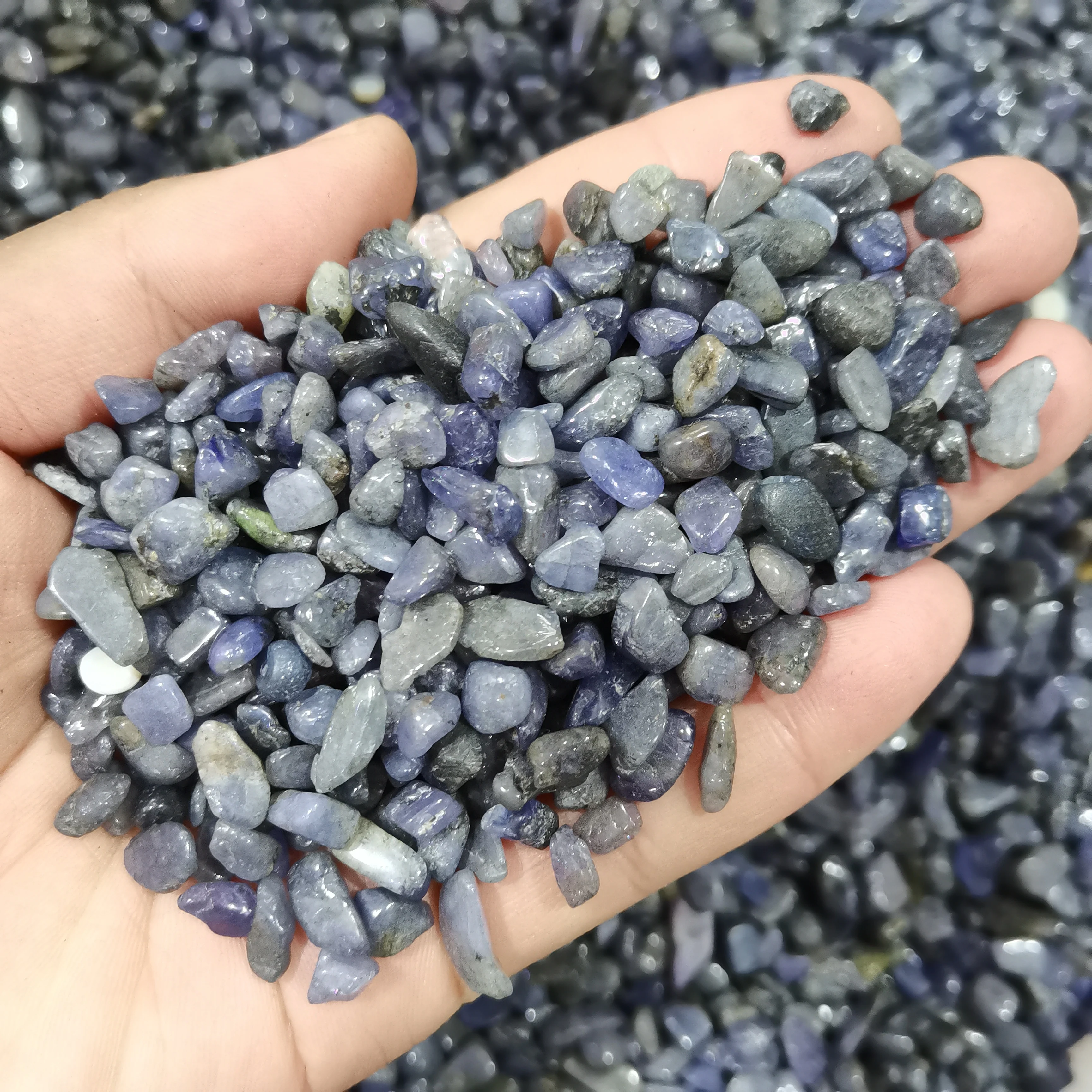 3-5mm 1000g Natural Tanzanite Quartz Gravel Home Decoration Crystal Treatment Reiki Demagnetization Meditation Home Aquarium