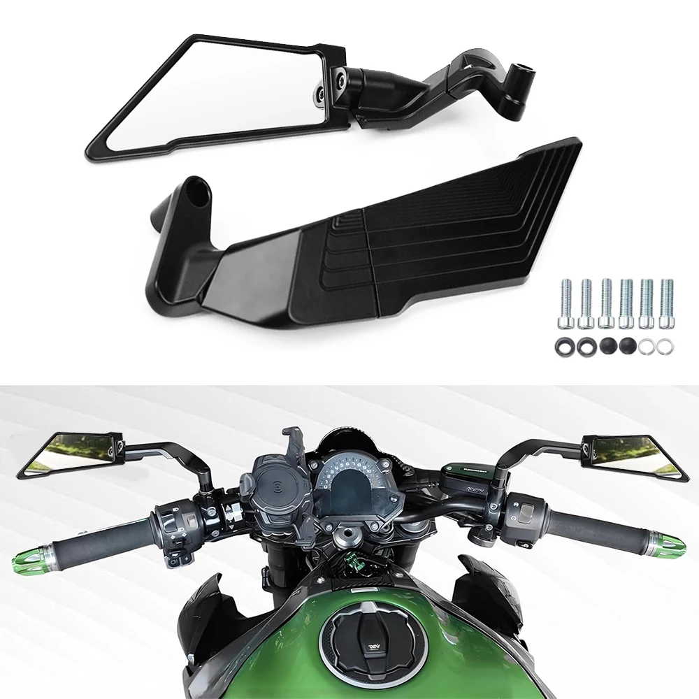 2024 Motorcycle Rear View Mirrors Stealth Wind Wing Side Mirrors For Kawasaki Z400 For BMW F900R F900RXR For YAMAHA MT 07 09