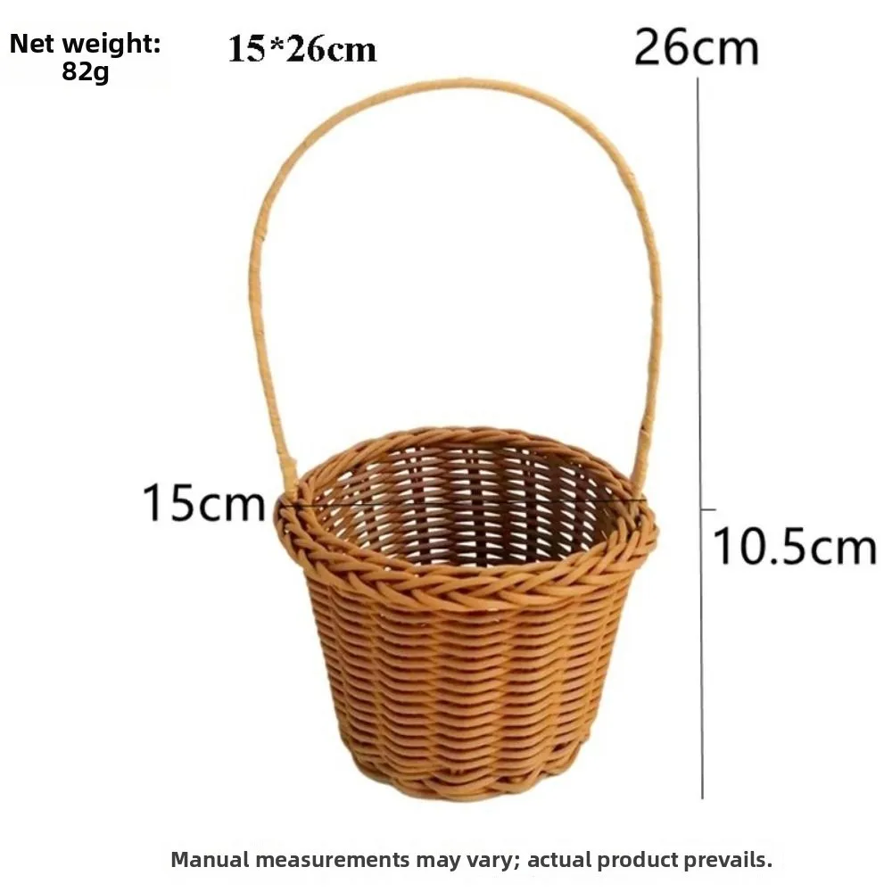 with Handle Imitation Rattan Handhold Handwoven Household Braid Storage Baskets 10 Styles Weaving Flower Basket