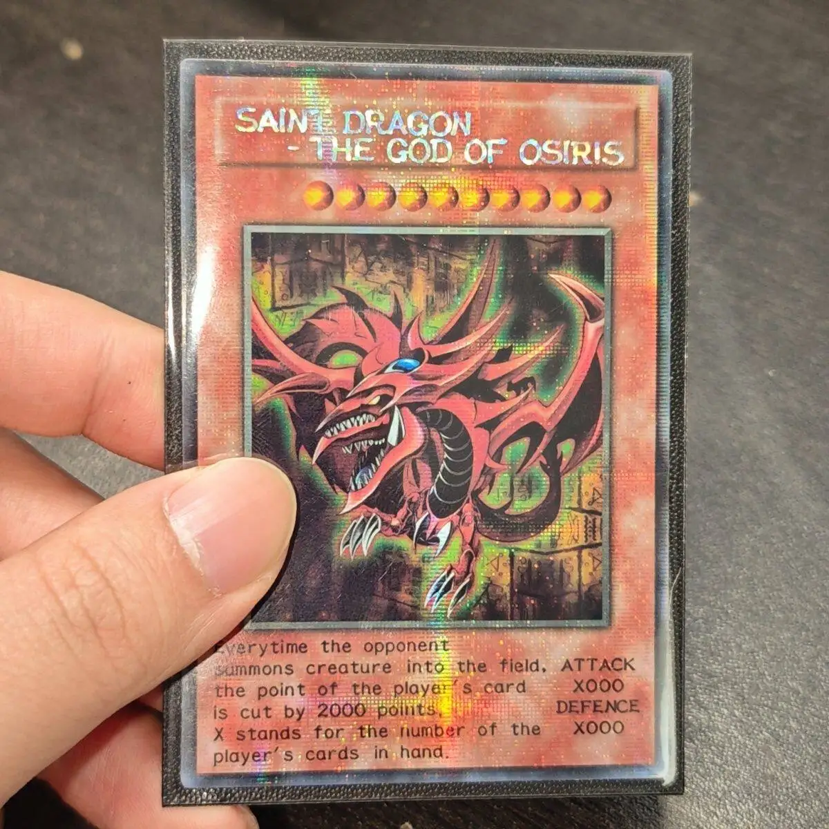 3-teiliges Set zum Selbstgestalten von Yu-Gi-Oh! Ägyptische Götter-Sammelkarte: Glitzernde Heißprägung „Der Himmelsdrache“ Anime-Karte als Geschenkspielzeug