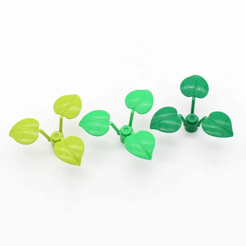 160pcs bag MOC Compatible 6255 Plant Flower Stem1x1x2/3 with 3 Large Leaves Peach Leaf Grass Building Block Bricks Particles Toy