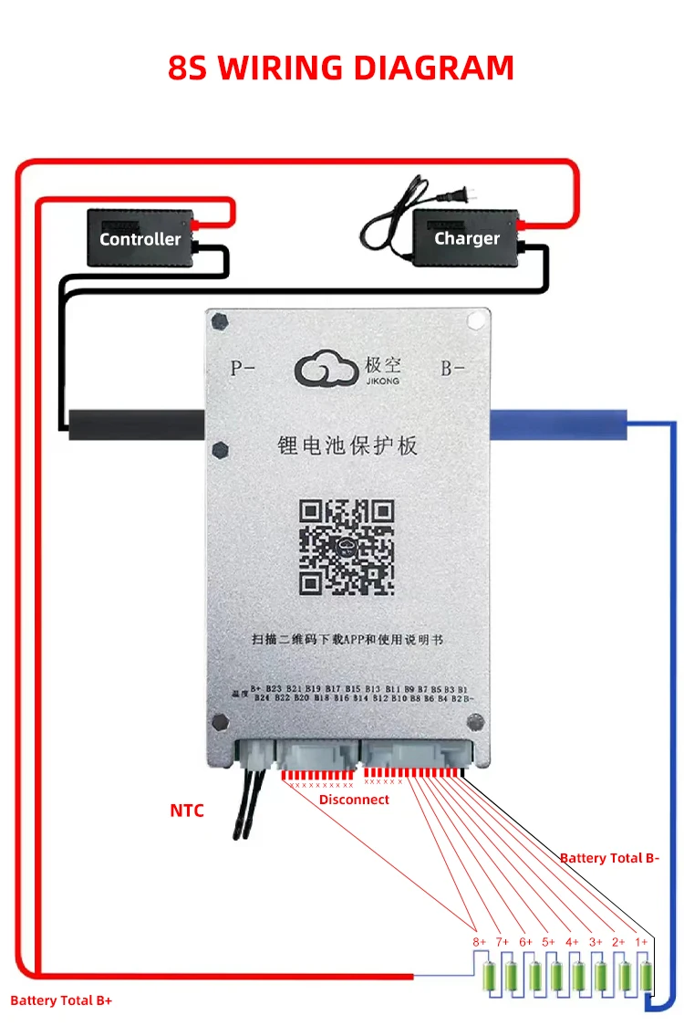 Jk BMS BD4A8S4P 4S 8S 40A 60A 5S 6S 7S 12V 24V 36V 48V 60V 72V Smart Bluetooth Active Balance Lifepo4 Li-Ion Lto Battery