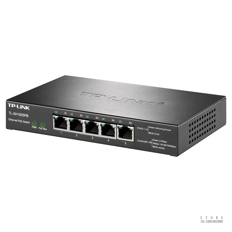 TP-link 2.5Gbps Ethernet PoE Switch, Single Port Power 90W, Overall PoE Power 118W, 4*2.5GE (PoE)+1*2.5GE, TL-SH1005PB