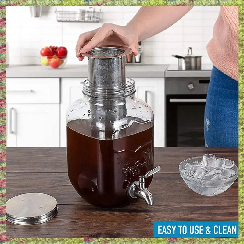 فلتر قهوة ABKB 2X لبرطمان ميسون واسع الفم، 304 من الفولاذ المقاوم للصدأ، شبكة فائقة النعومة، مصفاة للشاي والفواكه