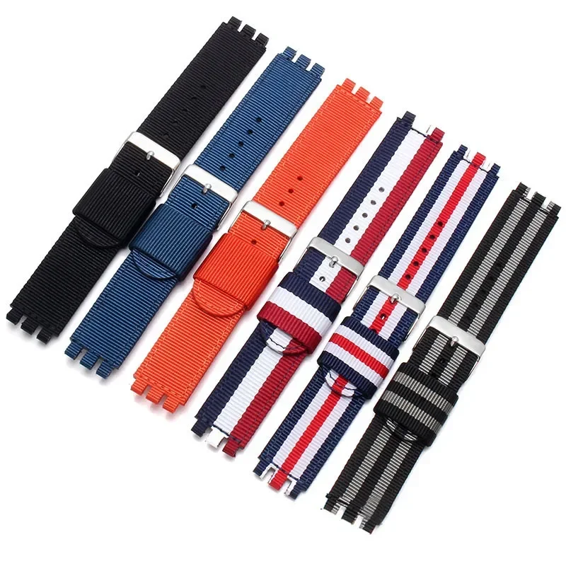 17mm 19mm 20mm Nylon Canvas Watch Band for SWATCH Bracelet Replacement Wrist Band Men Women Watch Accessories Belt Fabric Strap