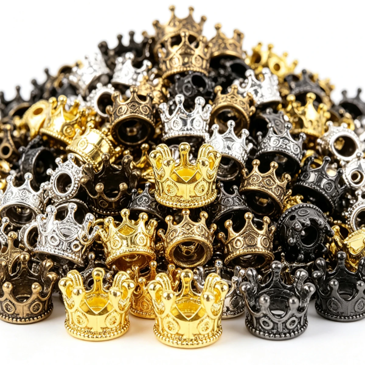 30Pcs Mini Crown Figurines in Vintage Alloy, Versatile Decor Set for Architectural Models, Home Handicraft Displays and  ZSY