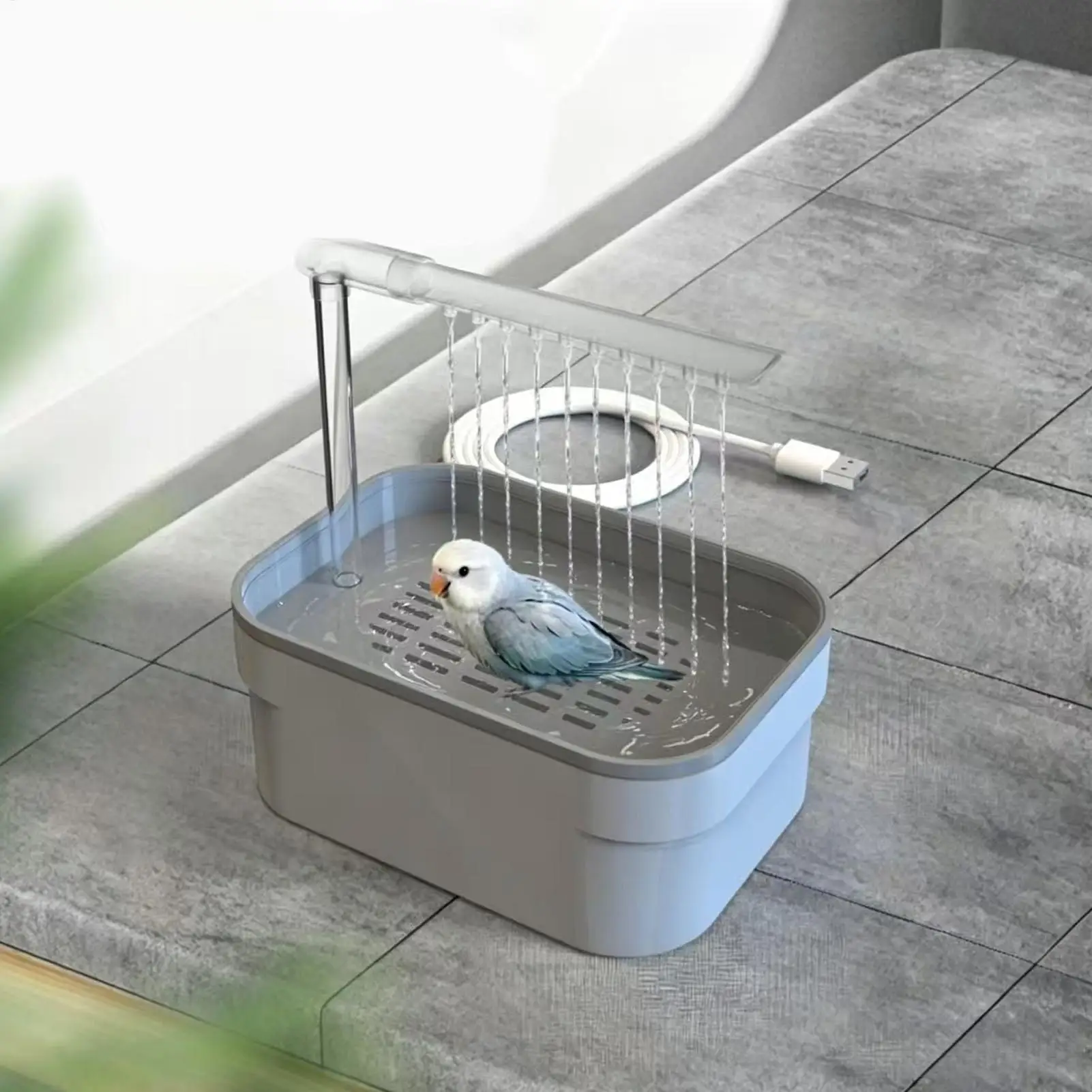 Bird Shower Automatic Plug In Splash-Proof Water Bowl Bird Shower Bath For Outdoor Garden Outdoors Outside Backyard Deck Patio