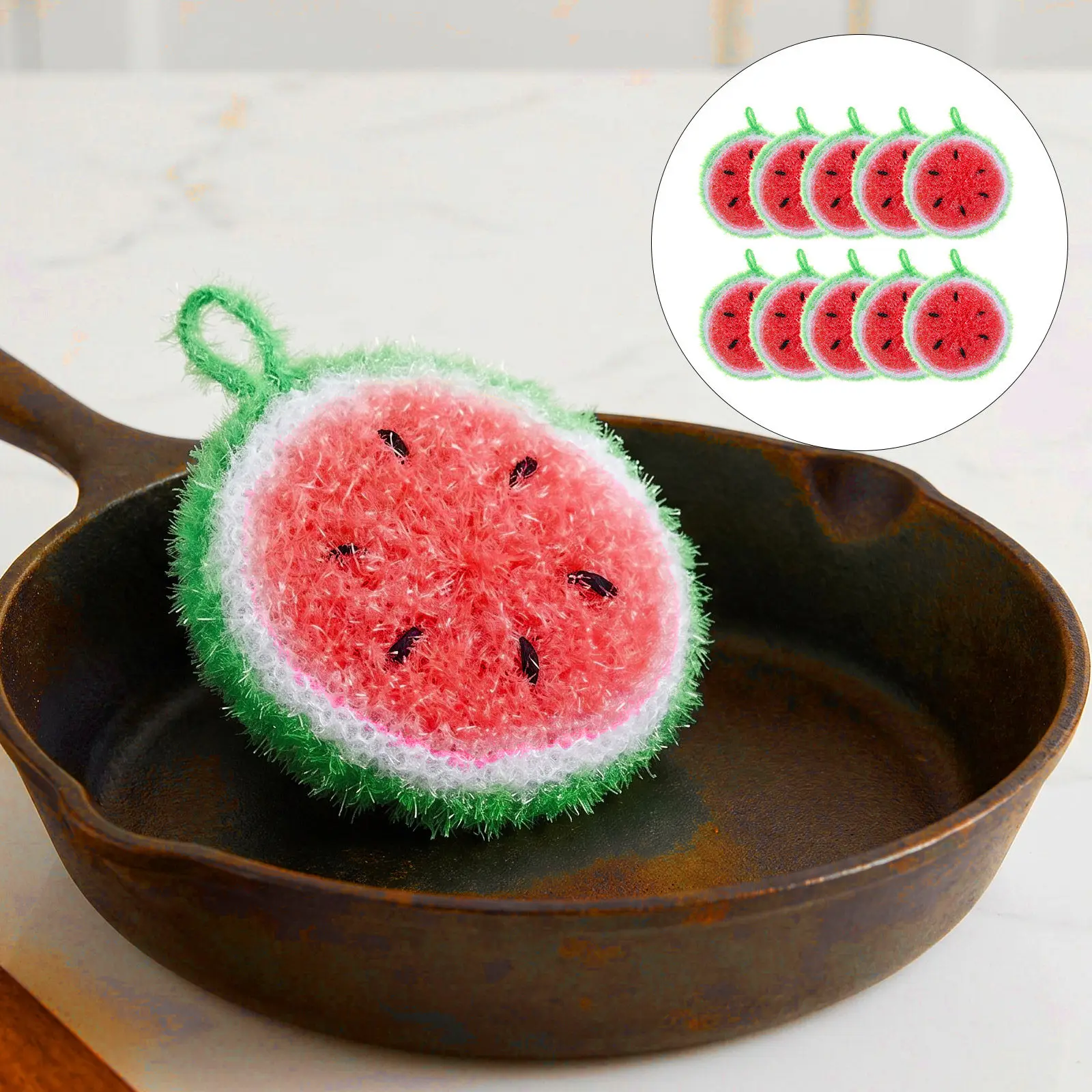 10pcs Fruit Dish Scrubber Non Scratch Knitted Household Cleaning Sponges Kitchen Washing Kitchen Cleaning Rags For Housekeeping