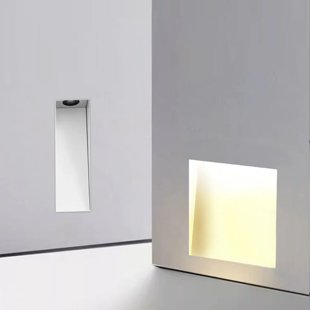 Borderless 3W Embedded LED Corner Light Indoor Staircase Human Body Sensing Wall Lamp Villa Staircase Corridor LED Step Lights