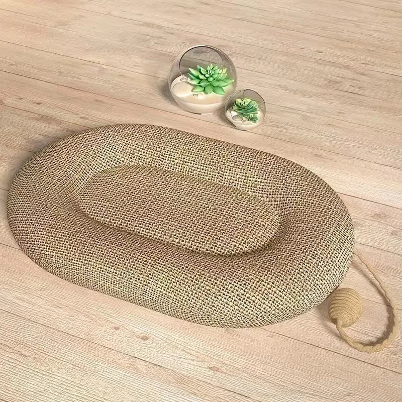 New Oval Cat Scratcher Pads Sisal Cat Scratching Board Household Kitten Bed Nest Bite- Resistant Chew Toy Pet Training Supplies