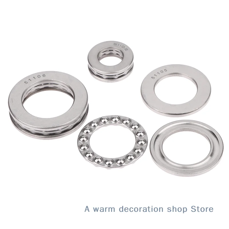 2 Sets Steel Plane Thrust Bearing 51100 51101 51102 51103 51104 51105 51106 51107 51108 51109 51110 Axial Ball Bearings