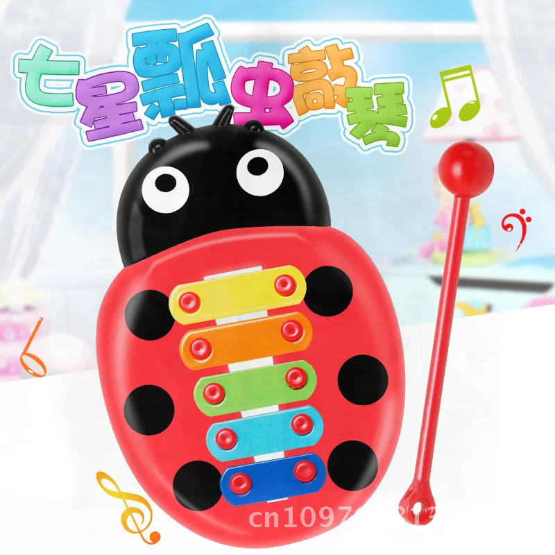 Baby Marienkäfer Hand Harfe Puzzle Spielzeug - Früherziehung Musikinstrument Achtfarbiges Percussion-Kinderinstrument