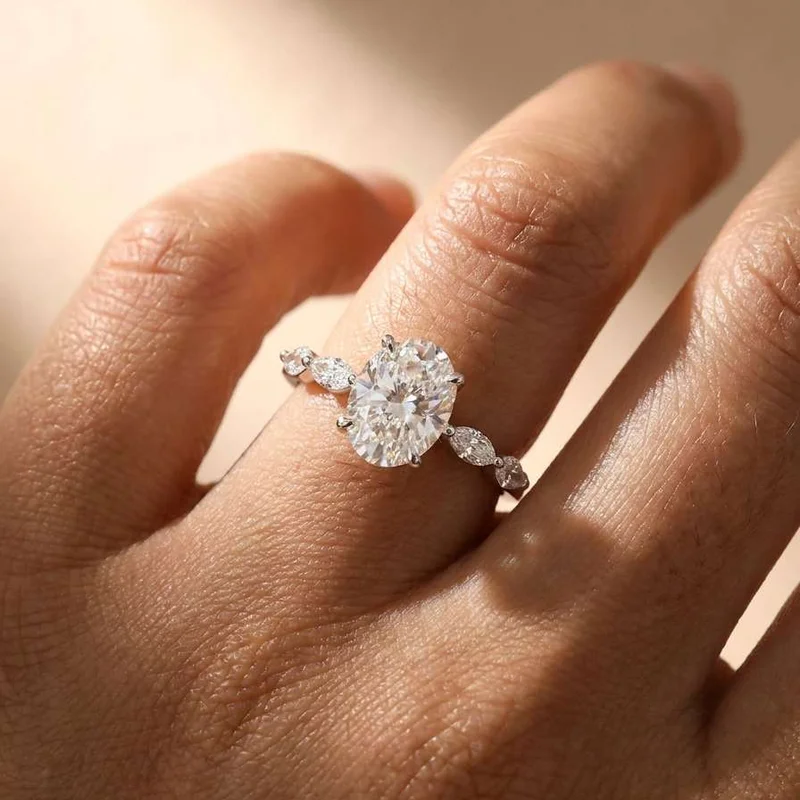 925 Sterling Silver For Women Oval Rings Zircon Delicate Proposal Ring for Lover High Quality Wedding Hot Sale Jewelry Gift