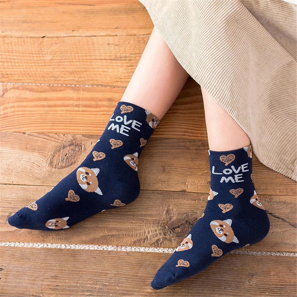 Słodkie zwierzę Koreański styl Kobiety Kot Panda Pies Niedźwiedź Kreskówka Skarpetki Miękkie bawełniane Casual Sport Streetwear Dropship — zdjęcie 6