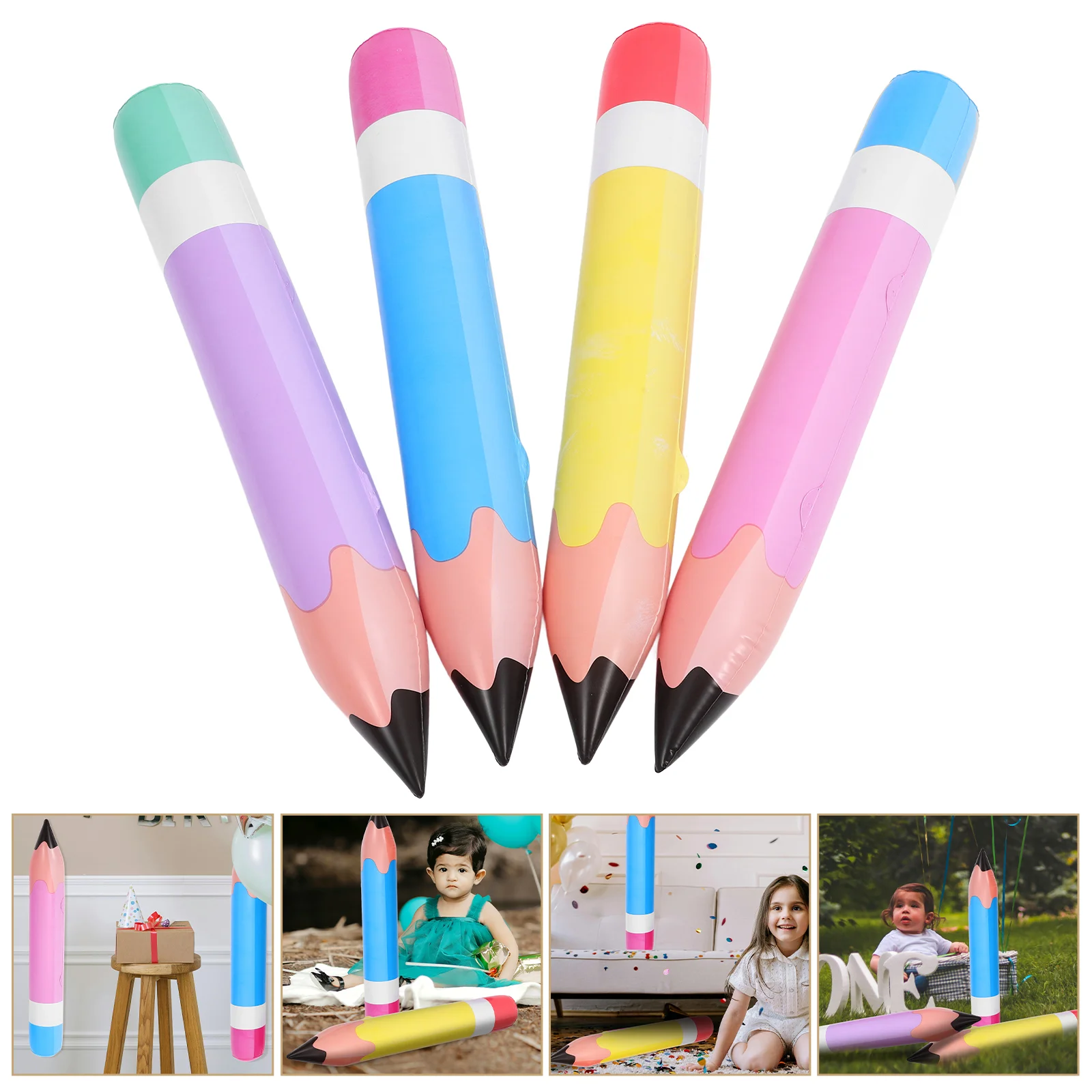 4 Pcs Balloon Inflatable Pencil Student Balloons Crayons Jumbo Pvc Prop for Students