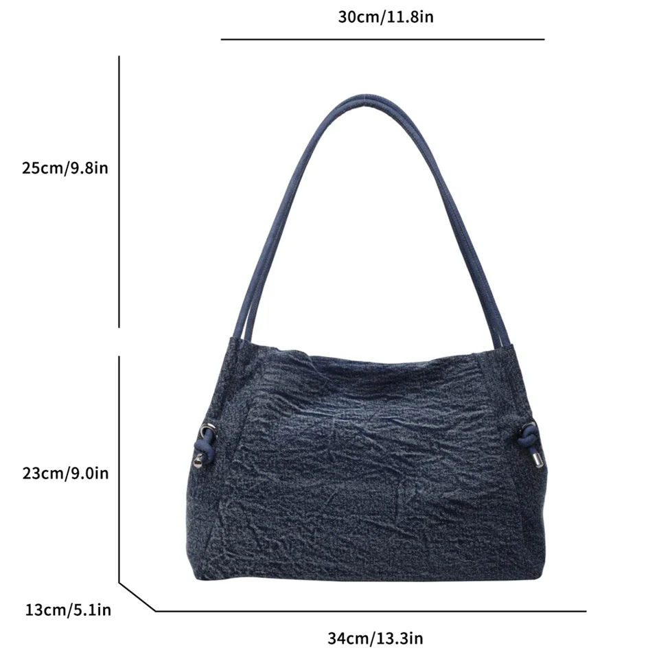 Denim Women's Bag New Jeans Eco Bag Korean Messenger Bag Y2K Shoulder Bag Shopping Vintage Tote Handbag Quilted Sling Bag Ladies