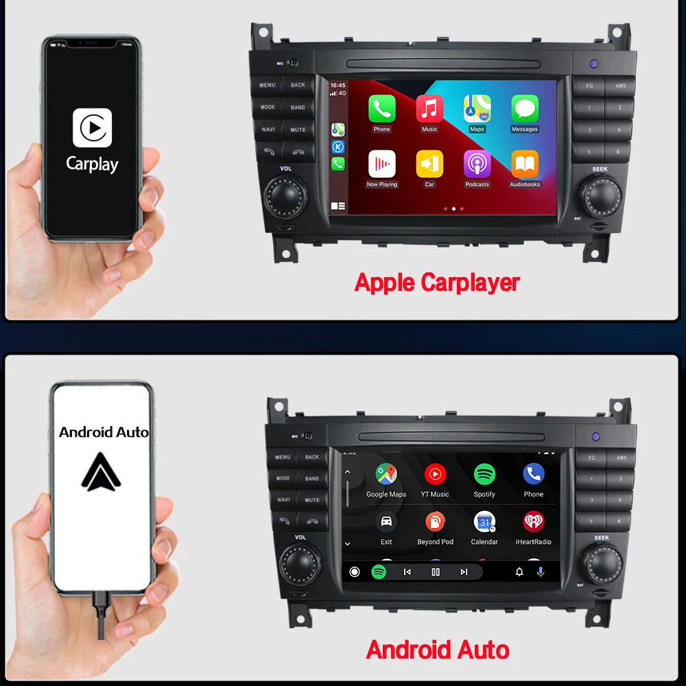 LELV 7 Inch 2 Din Touch Screen Android 13 Car Audio With Carplay Gps Navigation Auto radio For Mercedes Benz W203