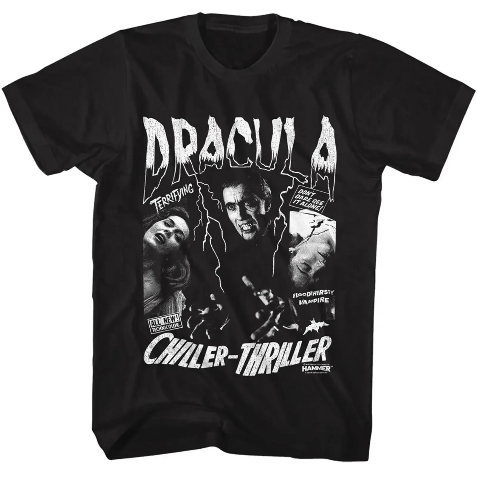 Мужская футболка Hammer Horror Blood Thirsty Dracula Terrifying Chiller Thriller, винтажная, с эффектом потертости, мягкая, удобная, универсальная, с графическим принтом
