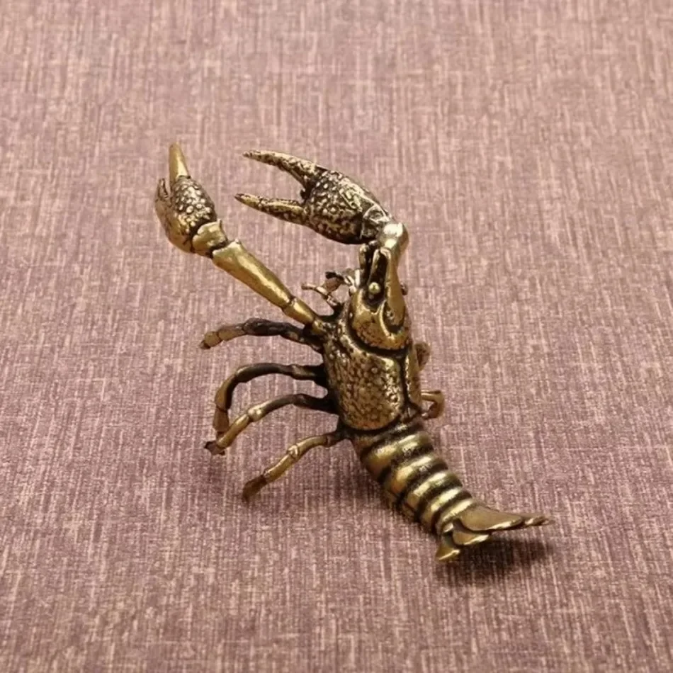 Antique Patina Solid Brass Lobster Sculpture Handmade Copper Tea Pet Gold Plated Animal Collectible Christmas Ornament