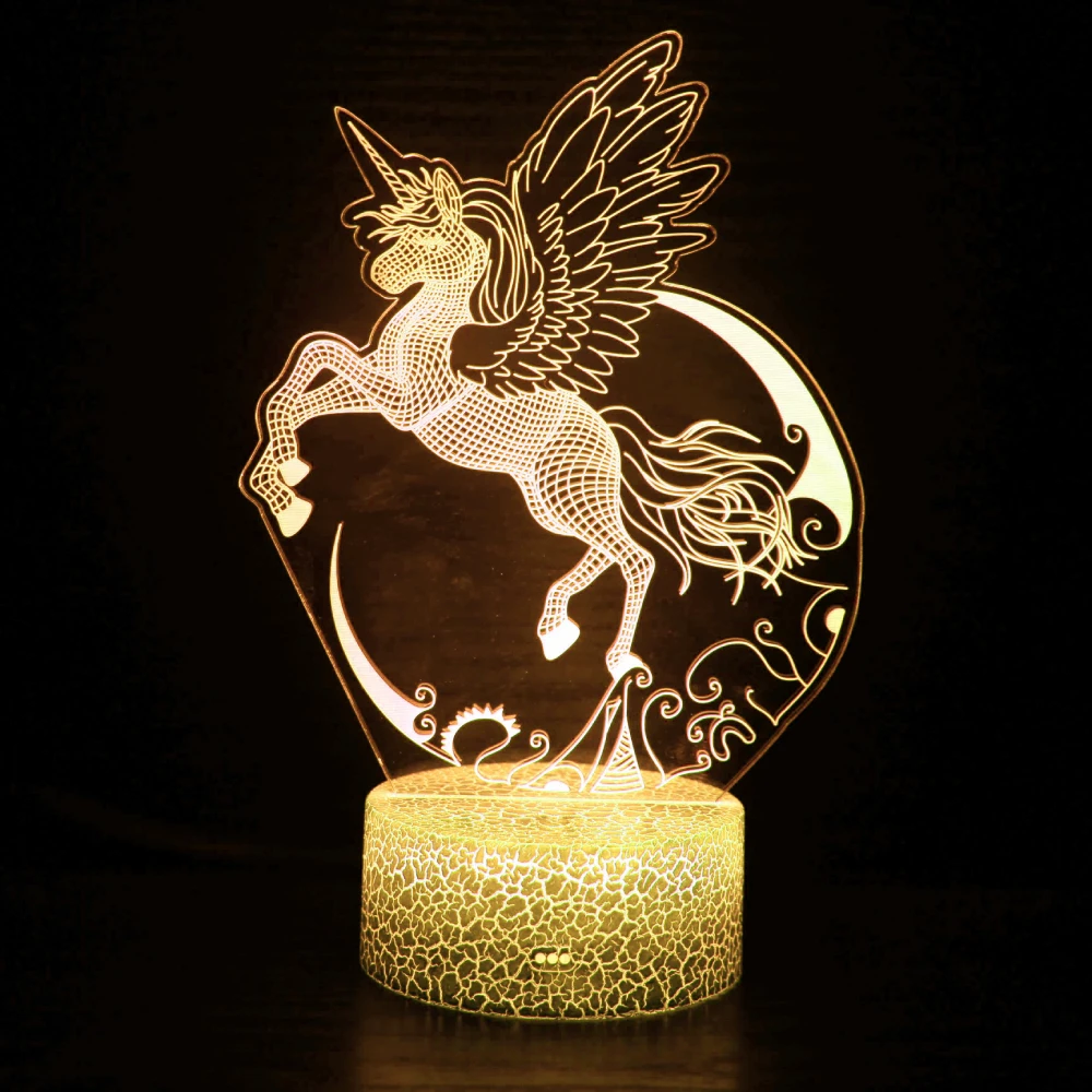 Nighdn 3D Illusion Lamp Flying Unicorn Night Light Remote Control 16 Changeable Colors Birthday Gifts for Girls Kids Home Decor