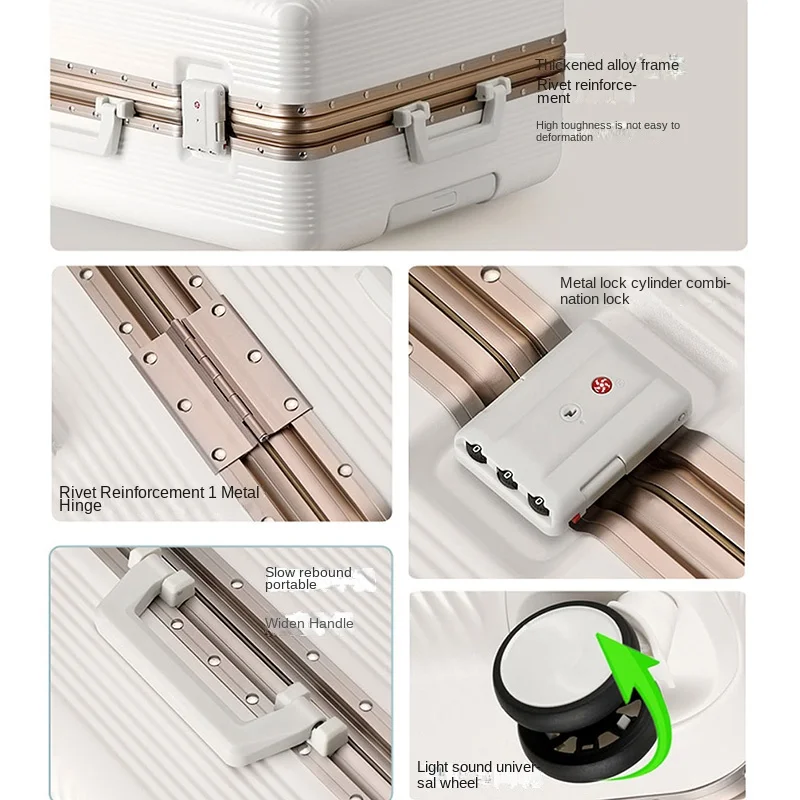 حقيبة سفر بعجلات بإطار من الألومنيوم بسعة كبيرة مقاس 20-28 بوصة حقيبة متينة بقفل مجمع للأمتعة للجنسين #6