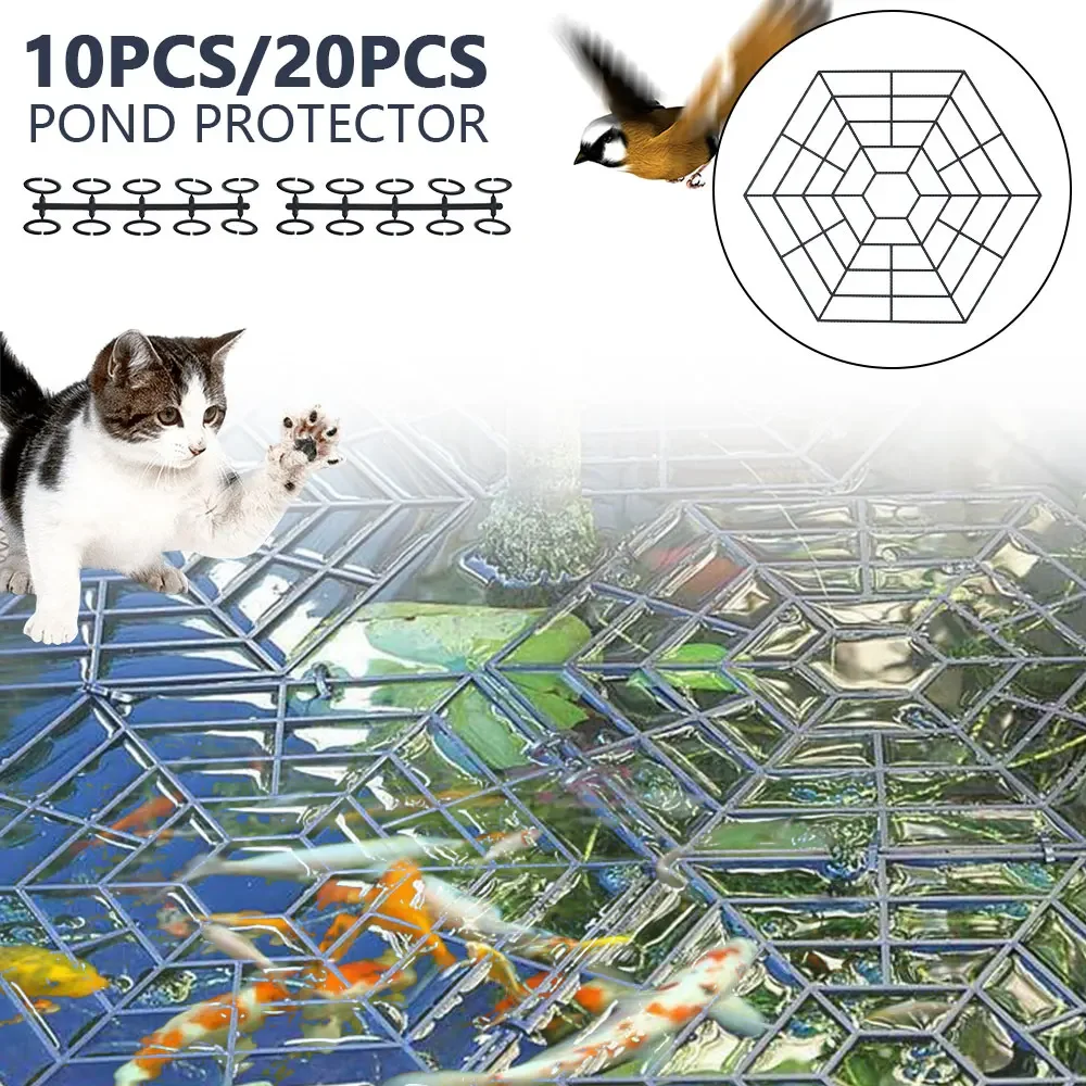 20pcs Pond Fish Protection Net Ponds Protective Cover UV-resistant Sink Plastic Floating Guard Pond Guard Fish Netting Hexagonal
