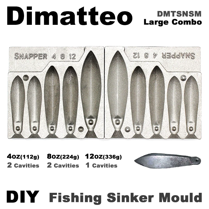 

Dimatteo DIY Fishing Snapper Sinker Mould DMTSNSM/Large Combo Snapper Sinker 112g 224g 336g 5 Cavities