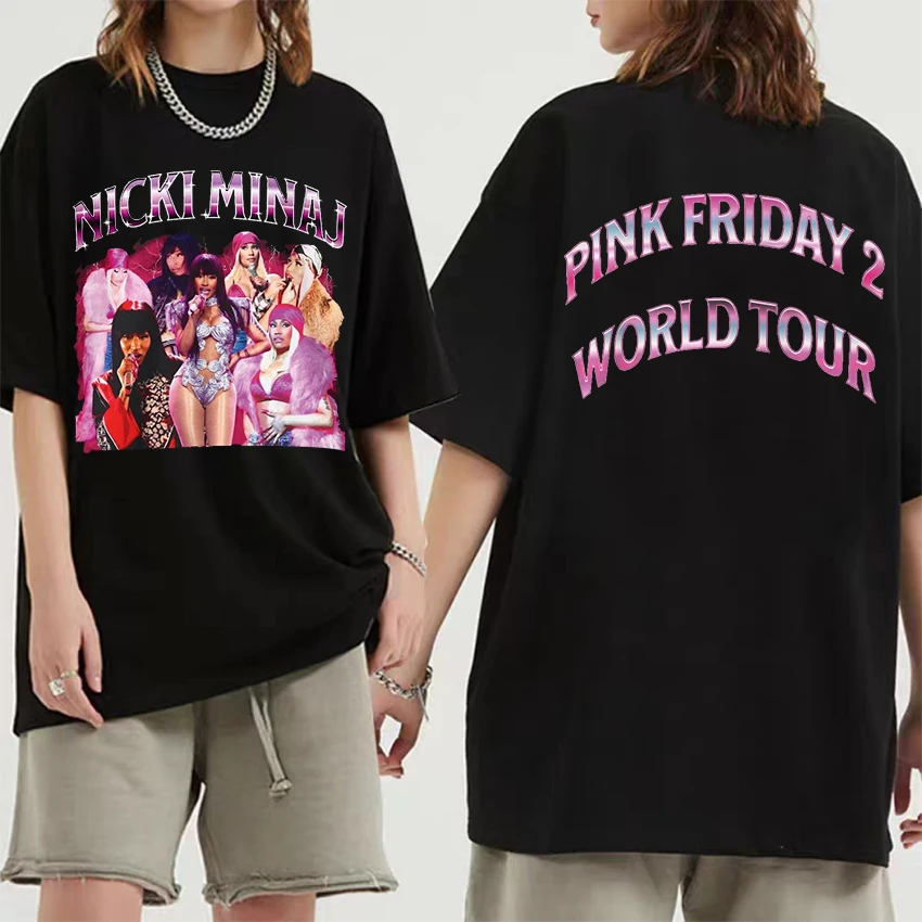 Singer Nicki Minaj Pink Friday 2 World Tour Graphic T Shirt Men Women vintage Hip Hop Short Sleeve Unisex Tee Casual T-shirts