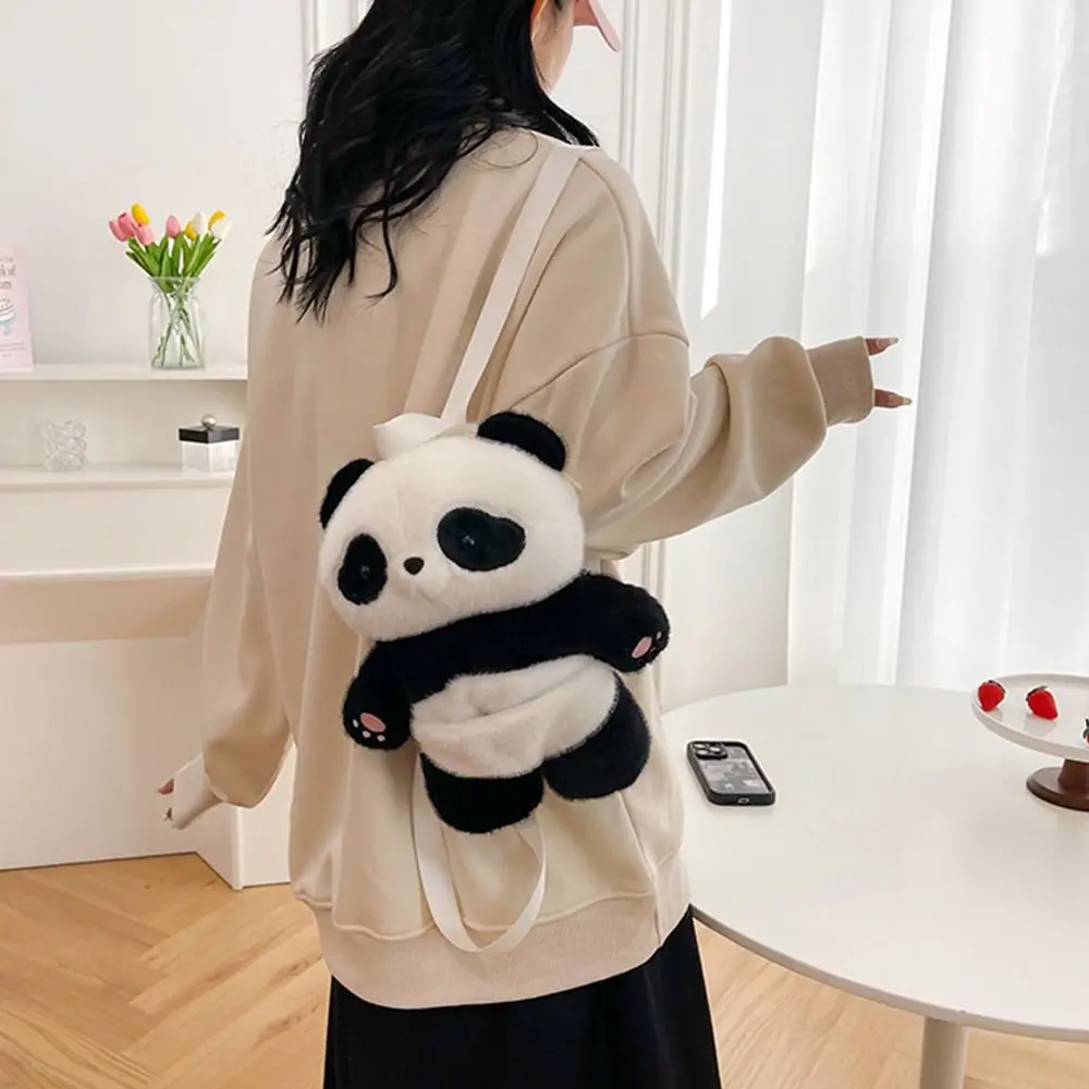 Casual Stuffed Animals Panda Backpack Plush Toy Fluffy Plush Shoulder Bag Cute Cartoon Soft Schoolbags Coin Purse