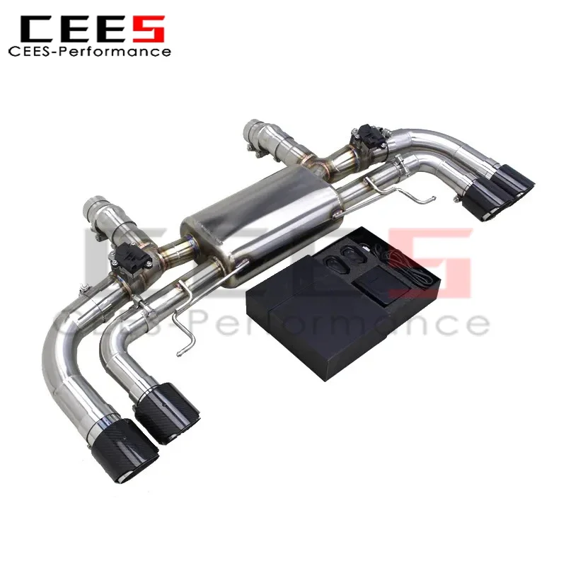 CEES Axle Back Exhaust Pipe for BMW M550/M550i G30/N63 4.4TT 2017-2022 Racing Sport Exhaust System With Black Carbon Tips
